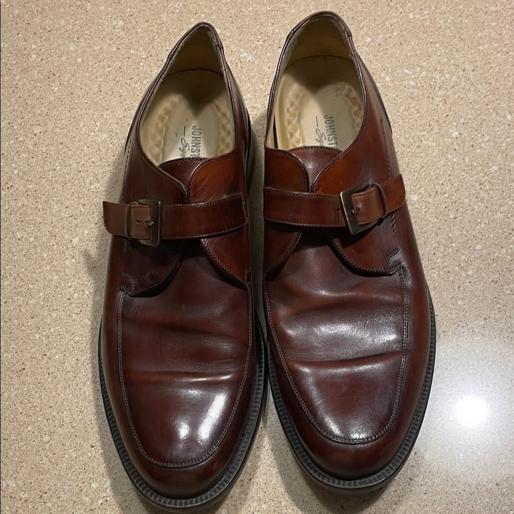 Johnston & Murphy Chestnut Brown Leather Single Monk Strap Shoes